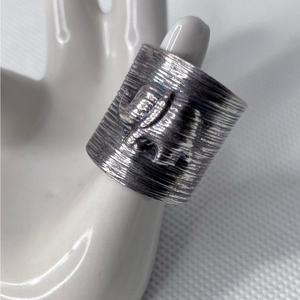 Textured Elephant Wrap Statement Ring Adjustable … - image 2